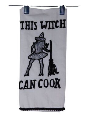 This Witch Can Cook Embroidered Kitchen Towel Set Of 2 Halloween Decor 18x28 Inc